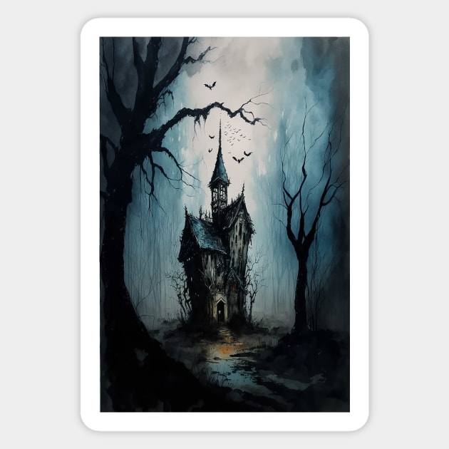 Haunted House in the Woods Sticker by TortillaChief